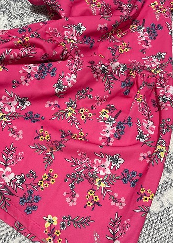 Renkli Çiçek Desenli Pembe Kız Elbisesi - Görsel 5