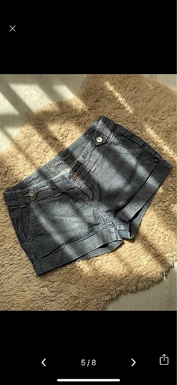 s Beden Y2k guess düşük bel denim gri şort