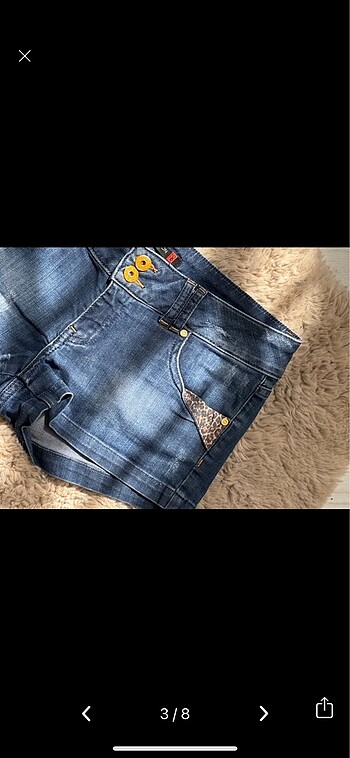 s Beden Y2k düşük bel denim leopar detay şort