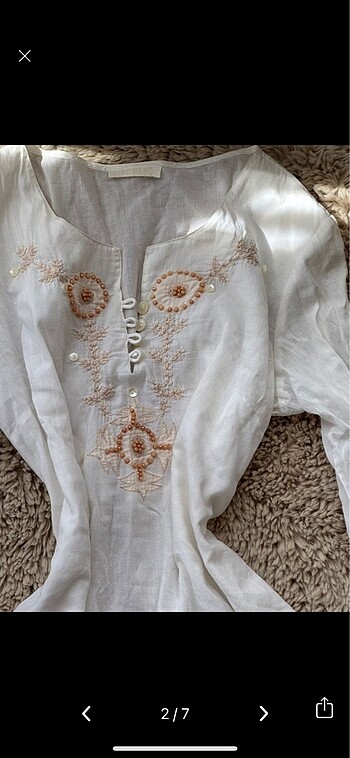 American Vintage Y2k boho nakışlı işlemeli gömlek