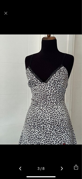 American Vintage Y2k leopar desen kurdele detay elbise