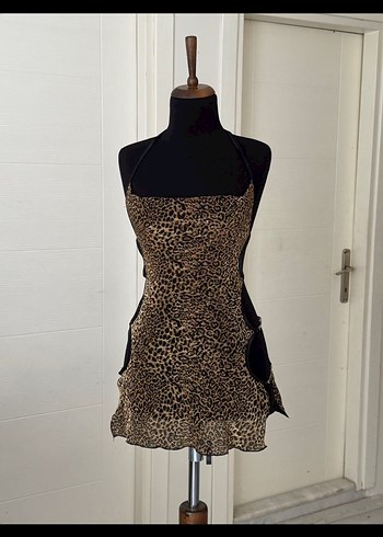 Y2k glitter leopar desen bluz gece