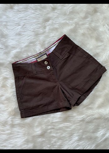 Abercrombie Düğmeli Kahverengi Mini Kadın Şort