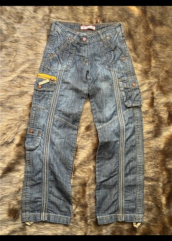 s Beden kahverengi Renk Y2k düşük bel cepli denim pantolon
