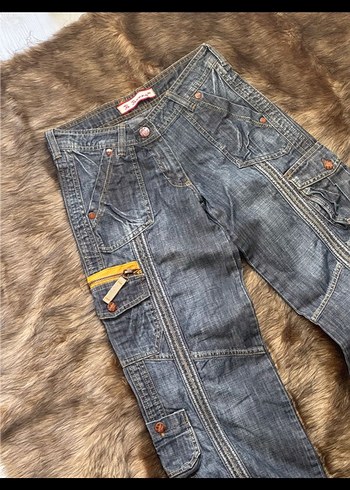 American Vintage Y2k düşük bel cepli denim pantolon