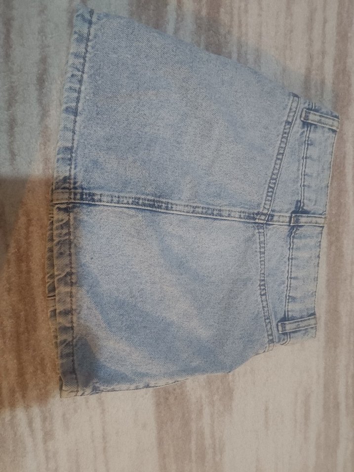 Gri Düğmeli Kadın Yüksek Bel kız çocuk kot etek - Görsel 3