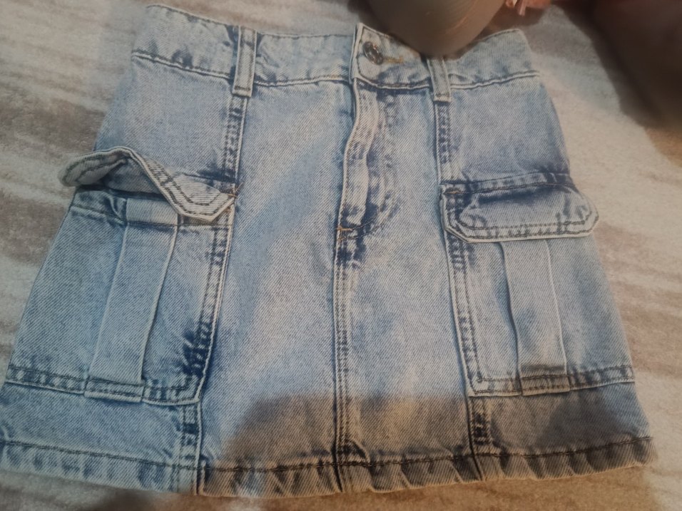 Gri Düğmeli Kadın Yüksek Bel kız çocuk kot etek - Görsel 2