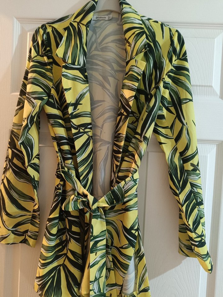 Sarı Baskılı Uzun Bohem Kimono - Görsel 2