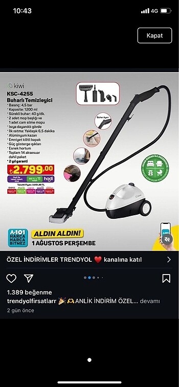 Buharlı temizleyici