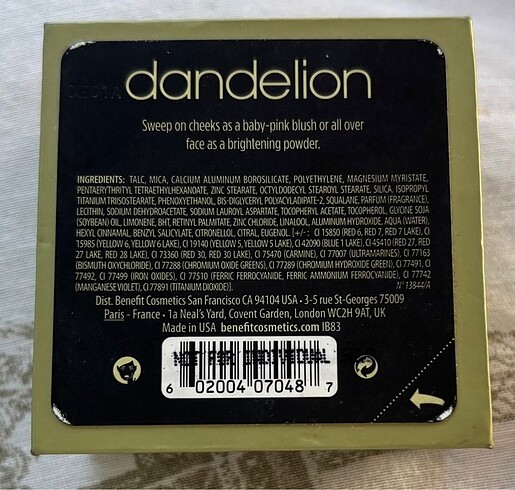 Beden Renk Benefit dandelion Allık.