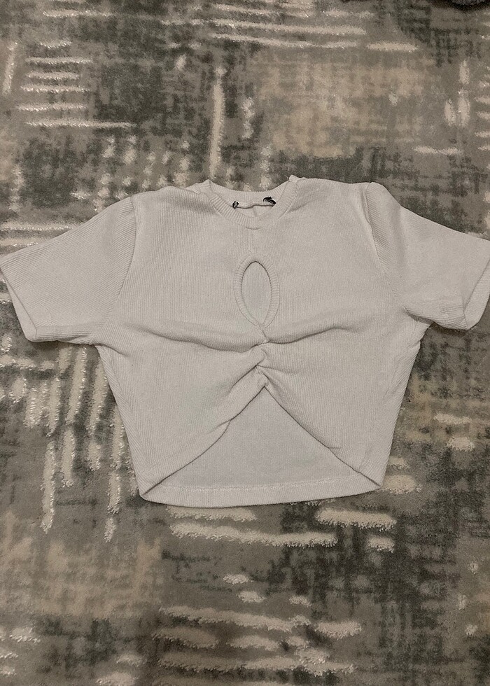 Crop örme bluz - Görsel 2