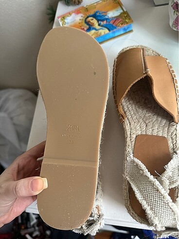 36 Beden camel Renk Zara hasır platform sandalet