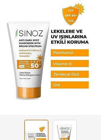 Sinoz, leke karşıtı güneş koruyucu krem