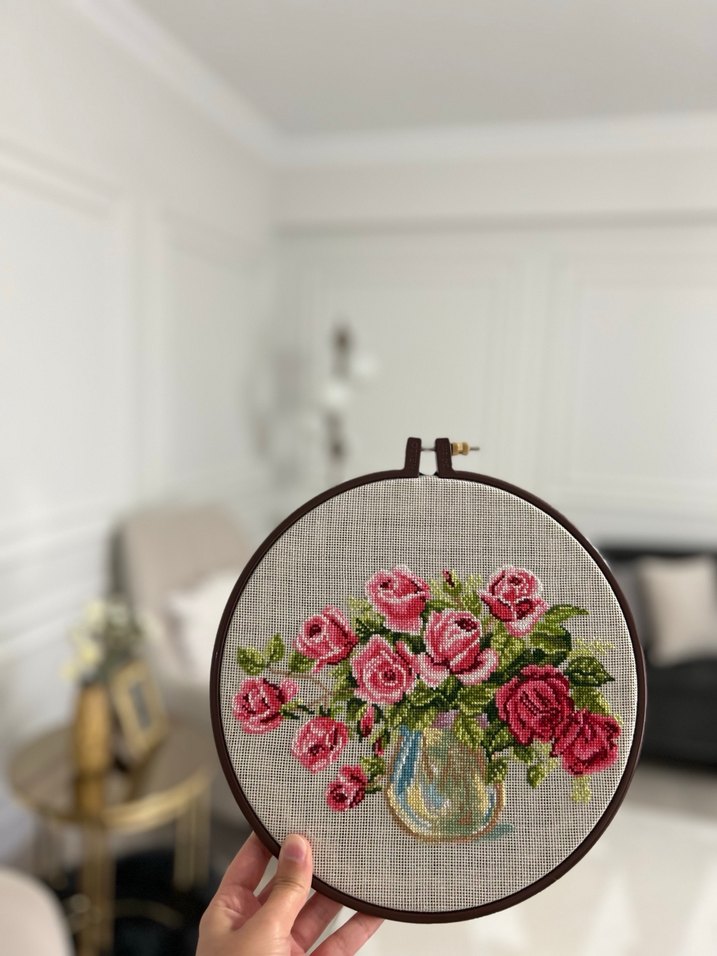 Gül Desenli kaneviçe tablo - Görsel 2