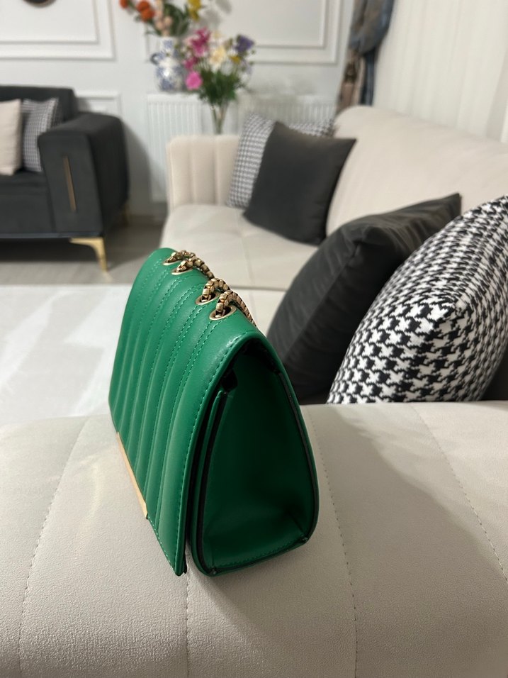 Yeşil Deri Kadın Çanta - Görsel 3