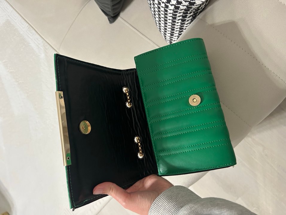 Yeşil Deri Kadın Çanta - Görsel 5