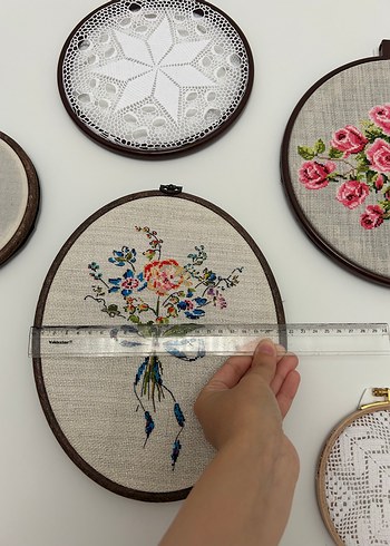 American Vintage Bohem Tarz Çiçek Desenli Etamin Duvar süsü