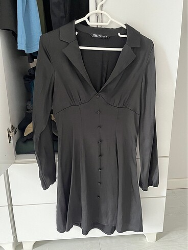 Zara Saten siyah elbise mini zara elbise