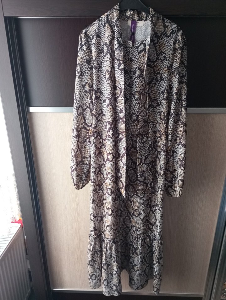 Yılan Desenli Kadın Uzun Kollu Uzun Boy Sabahlık - Görsel 2