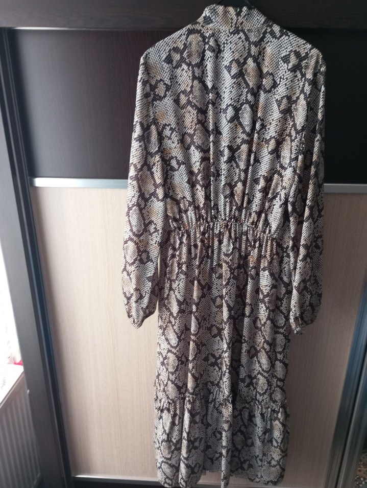 Yılan Desenli Kadın Uzun Kollu Uzun Boy Sabahlık - Görsel 3