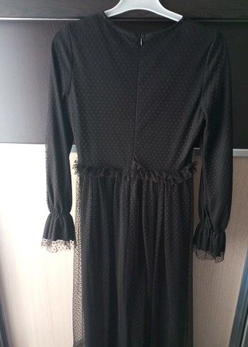 Uzun Kollu Siyah Gotik Kadın Elbise - Görsel 5