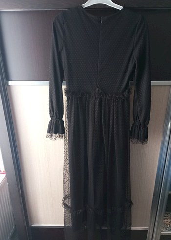 Uzun Kollu Siyah Gotik Kadın Elbise - Görsel 6