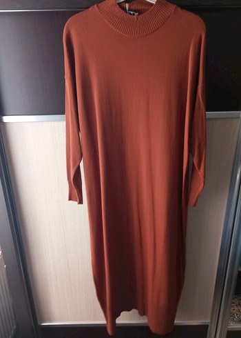 Uzun Kahverengi Triko Kadın Tunik - Görsel 3