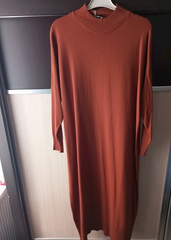 Uzun Kahverengi Triko Kadın Tunik - Görsel 4