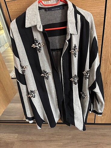 Taşlı oversize gömlek