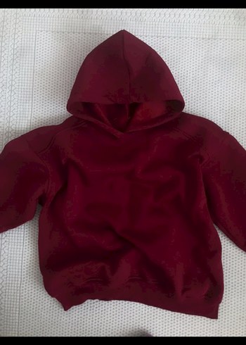 Bordo Kadın Kapüşonlu Salaş Sweatshirt - Görsel 2
