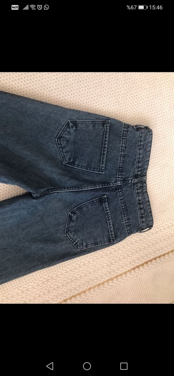 Gri Mavi Rahat Kesim Kadın Kot Pantolon - Görsel 2