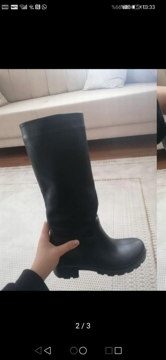 Siyah Deri Kadın Dizüstü Bot - Görsel 2