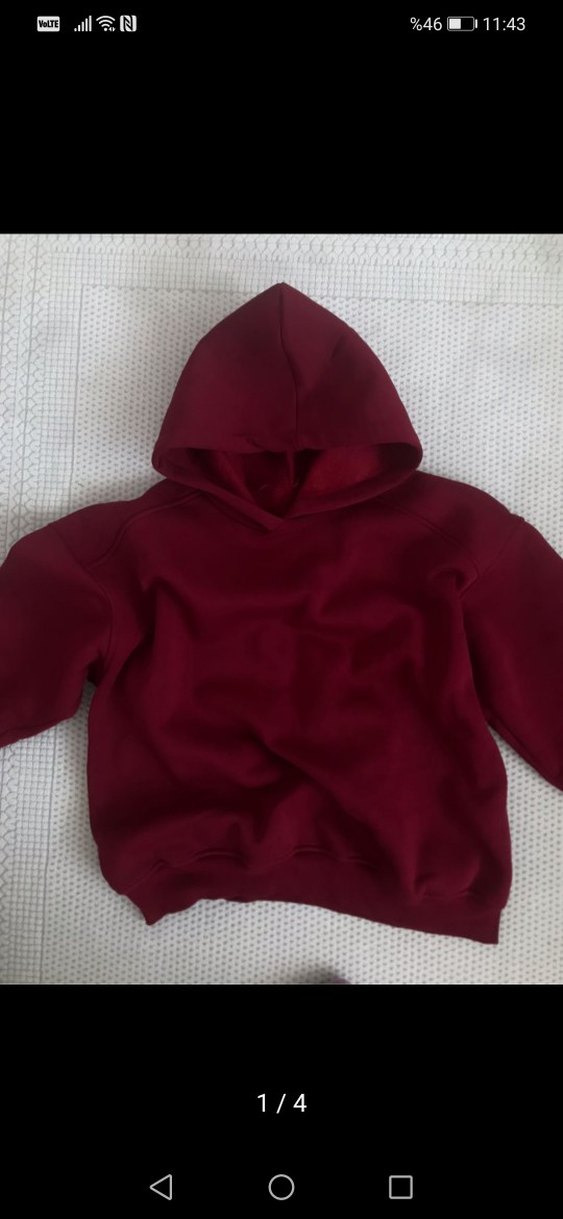 Bordo Kapüşonlu Salaş Sweatshirt - Görsel 2