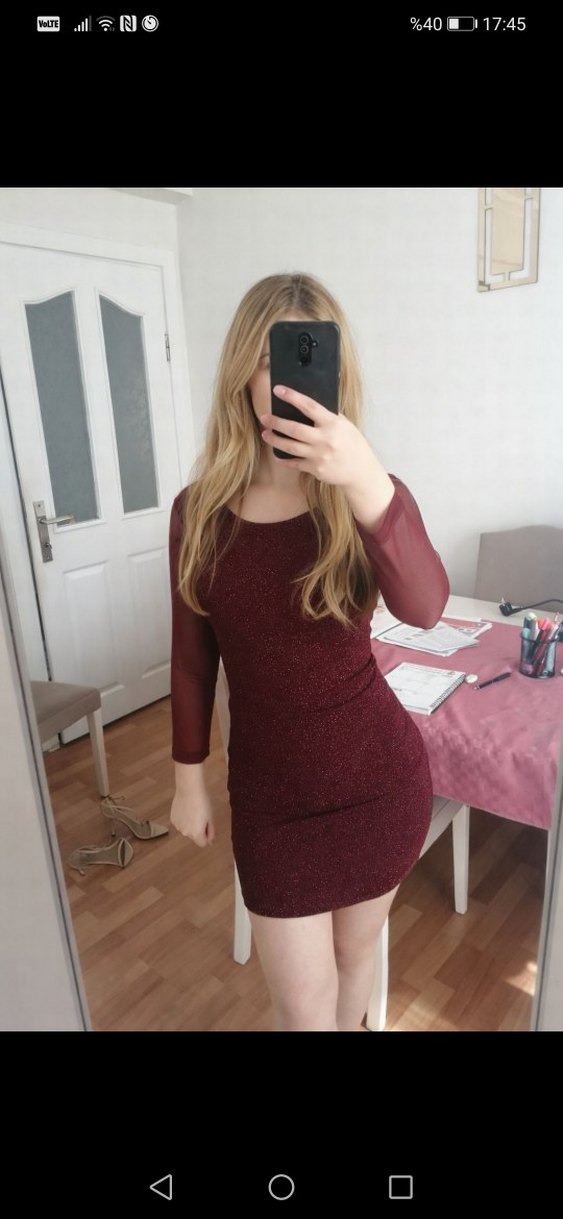 Bordo simli Kadın Elbise - Görsel 3