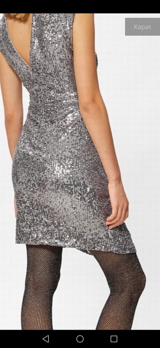 Gri Yılan Desenli Drapeli Abiye Elbise - Görsel 2