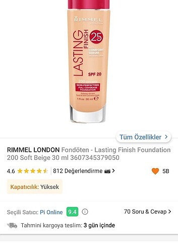  Beden Renk rimmel london fondöten 200 SOFT BEİGE