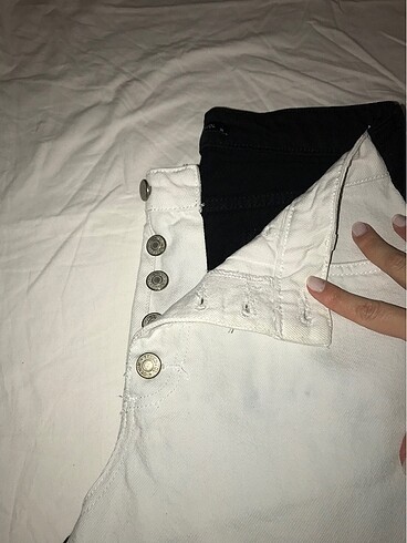 36 Beden beyaz Renk İki renkli Bol paça pantolon