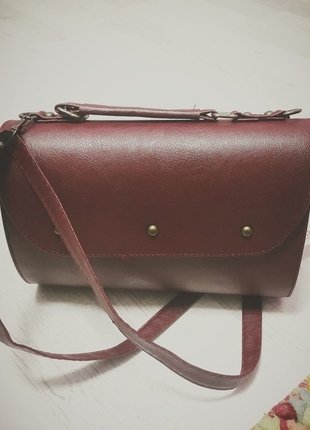 universal Beden VINTAGE BORDO LAZER KESİM DESENLİ ÇANTA