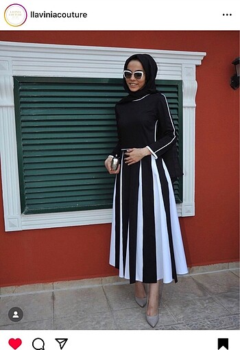 Ilavinia Couture Elbise - Siyah Beyaz Parçalı Elbise