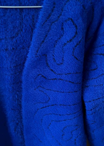 Kadın Mavi Triko Salaş Hırka - Görsel 2