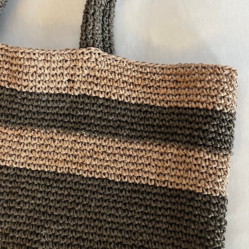 Bohem Örgü Gri-Kahverengi Hasır Kadın Çanta - Görsel 2