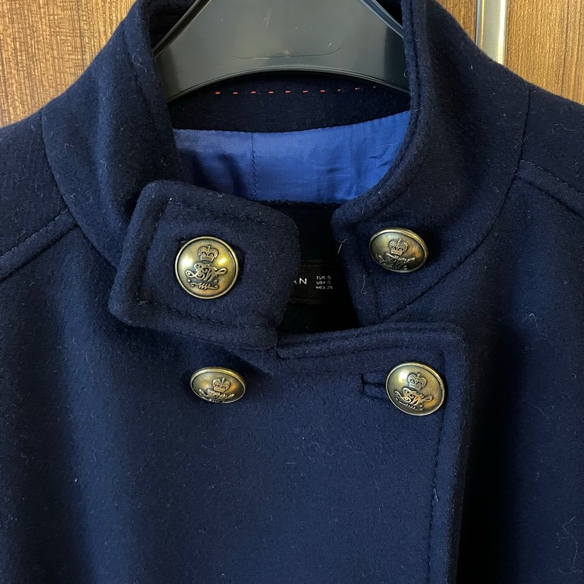 Zara Düğmeli Lacivert Kaban - Görsel 3