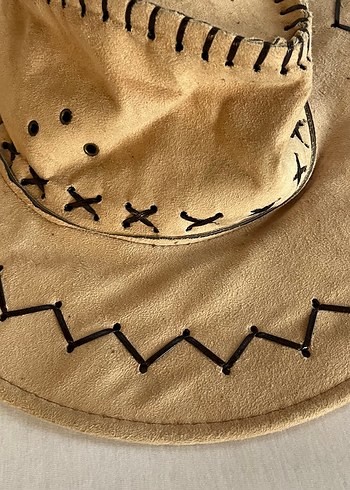 Bej Süet kovboy Kadın Şapka - Görsel 3