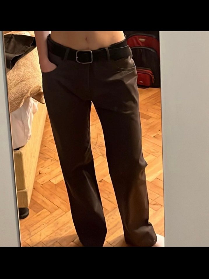 Gri Düşük Bel y2k Pantolon - Görsel 2