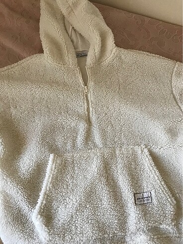 Defacto oversize fit kanguru cepli yarım fermuarlı peluş sweat