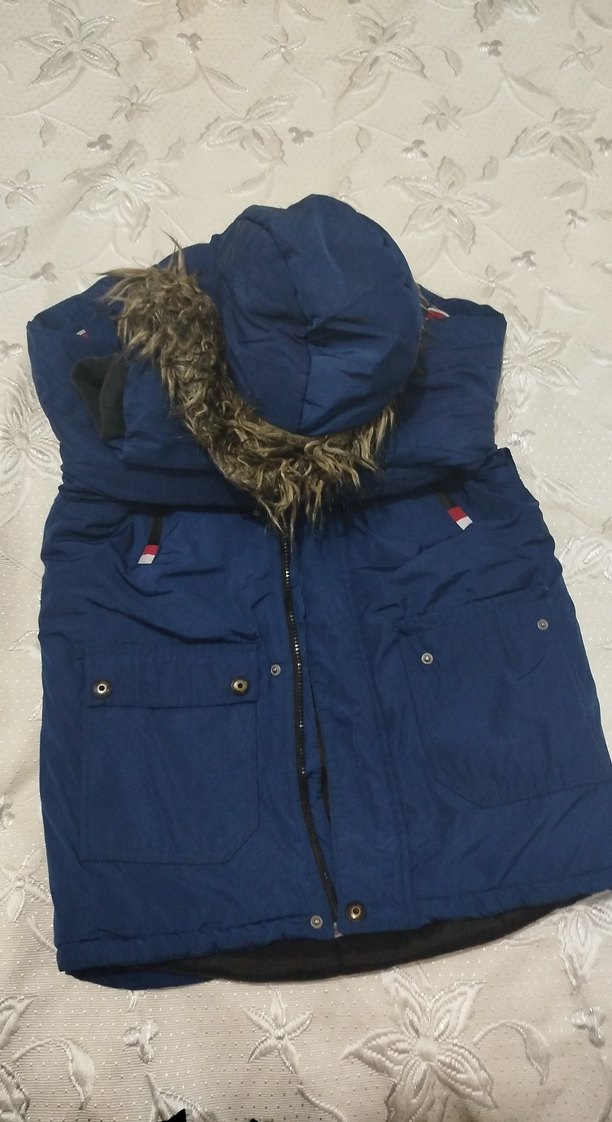 Kürklü Detaylı Mavi erkek mont - Görsel 4