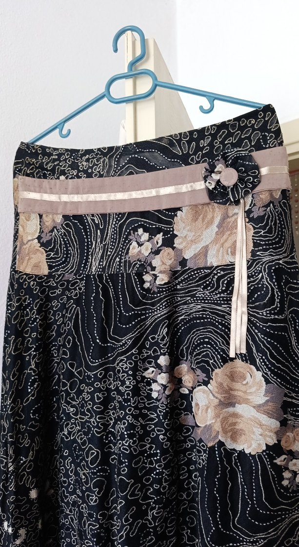 Siyah Desenli Uzun Bohem Kadın Etek - Görsel 2