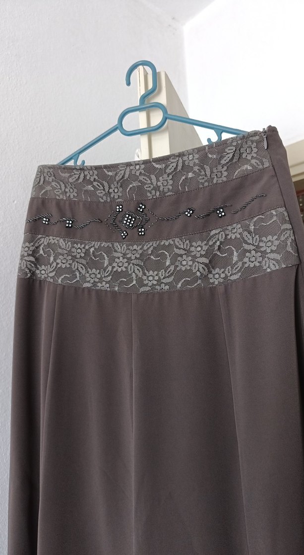 Gri Uzun Kadın Etek - Görsel 2