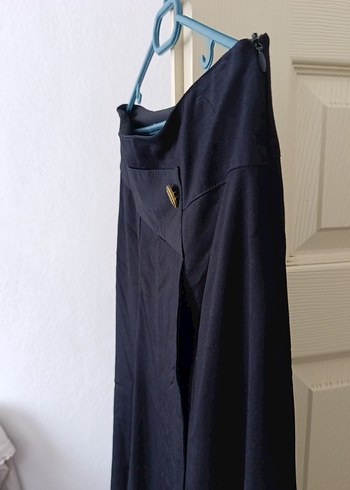 Lacivert Kadın Uzun Drapeli Etek - Görsel 6