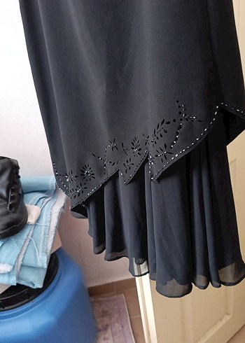 Siyah Uzun Drapeli Gotik Etek - Görsel 3